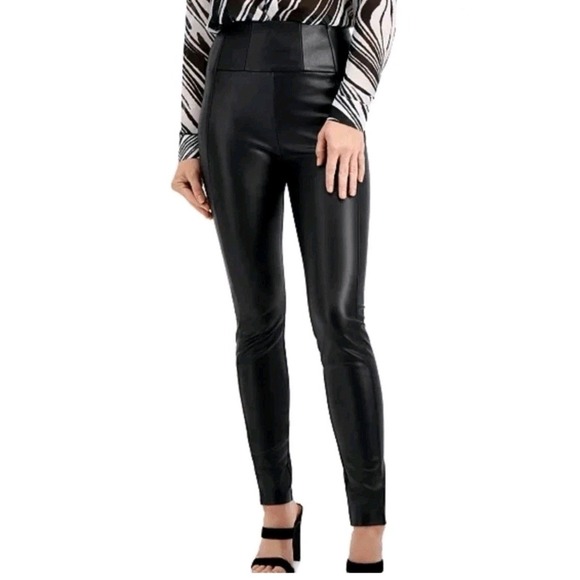 Guess Pants - GUESS Corset Faux-Leather Leggings Black Size Large